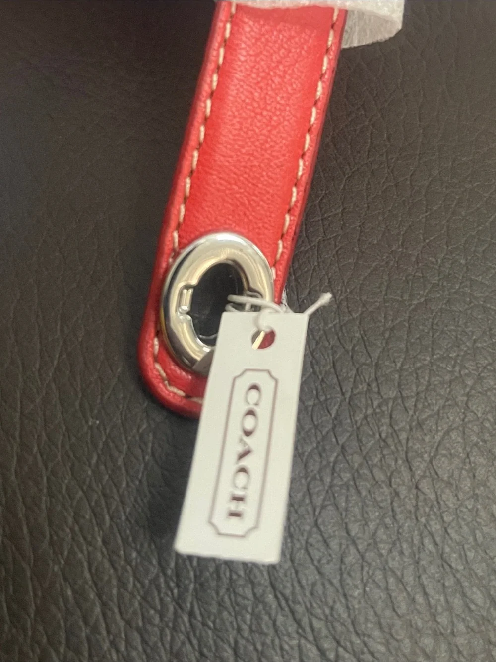 Coach Red Leather Strap with Silver-Tone Eyelet